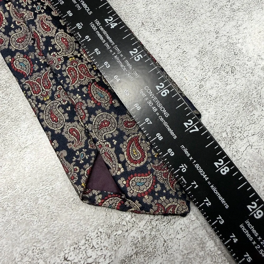 Polo By Ralph Lauren 100% Silk Tie Mens One Size Black‎ Paisley Made In USA